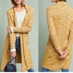 Anthropologie Marled Yellow Open-Front Cardigan